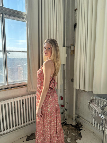 Kimora maxi dress with flowers - pink