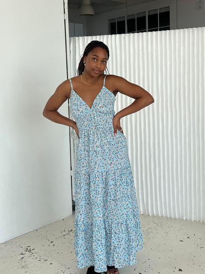Kimora maxi dress with flowers - Blue