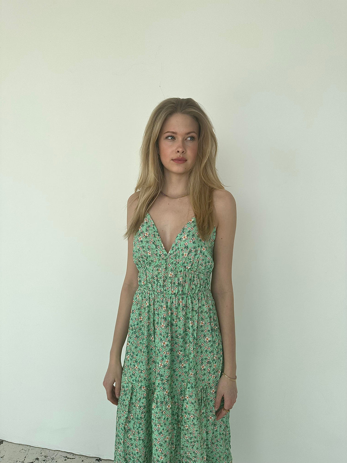 Kimora maxi dress with flowers - green