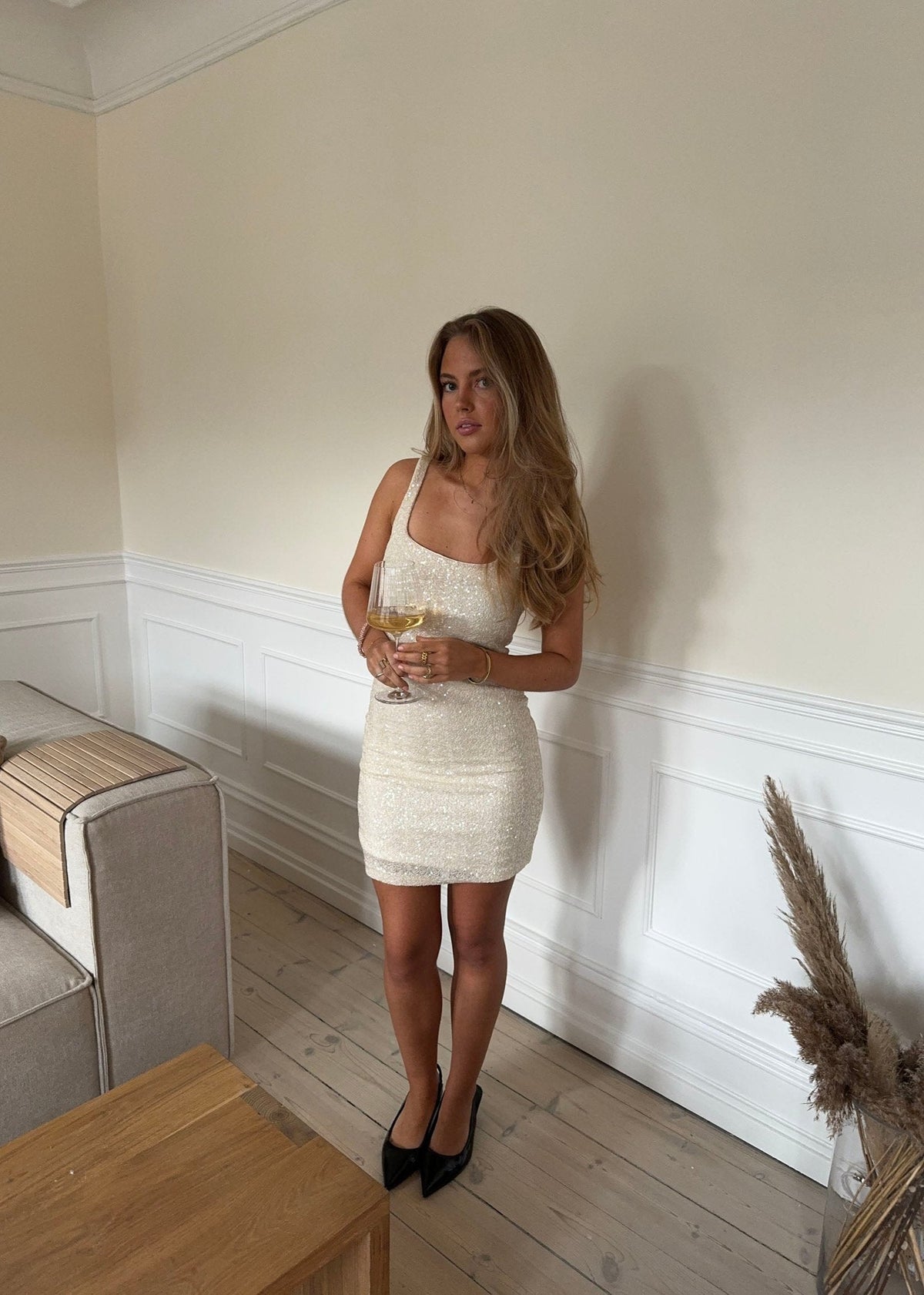 Bella dress with sequins - Off white