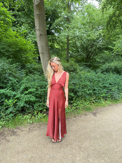 Marielle dress with flowers - Black/red