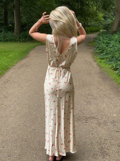 Marielle dress with flowers - Beige
