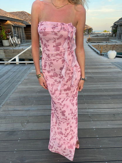 Charlot maxi dress with flowers - Pink