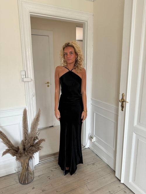 Kris maxi satin dress - Black