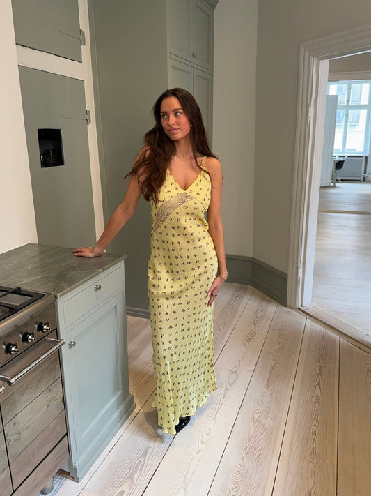 Emily dress with flowers - Yellow