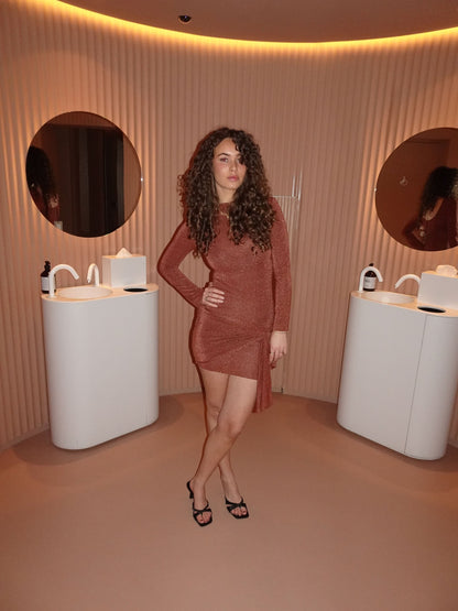 Dithea dress with wrap detail - Bronze