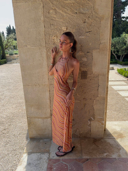 Klea dress with pattern - Orange
