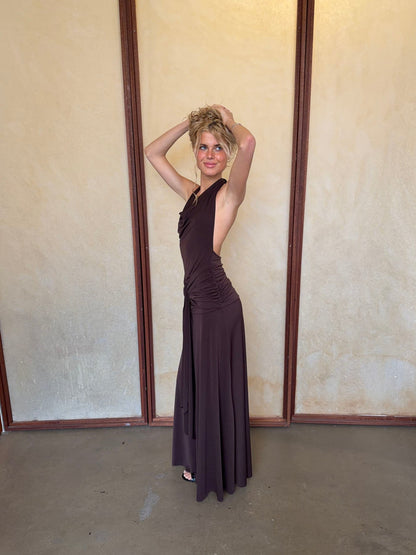 Redina dress with open back - Brown