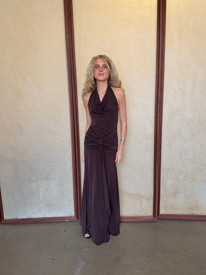 Redina dress with open back - Brown