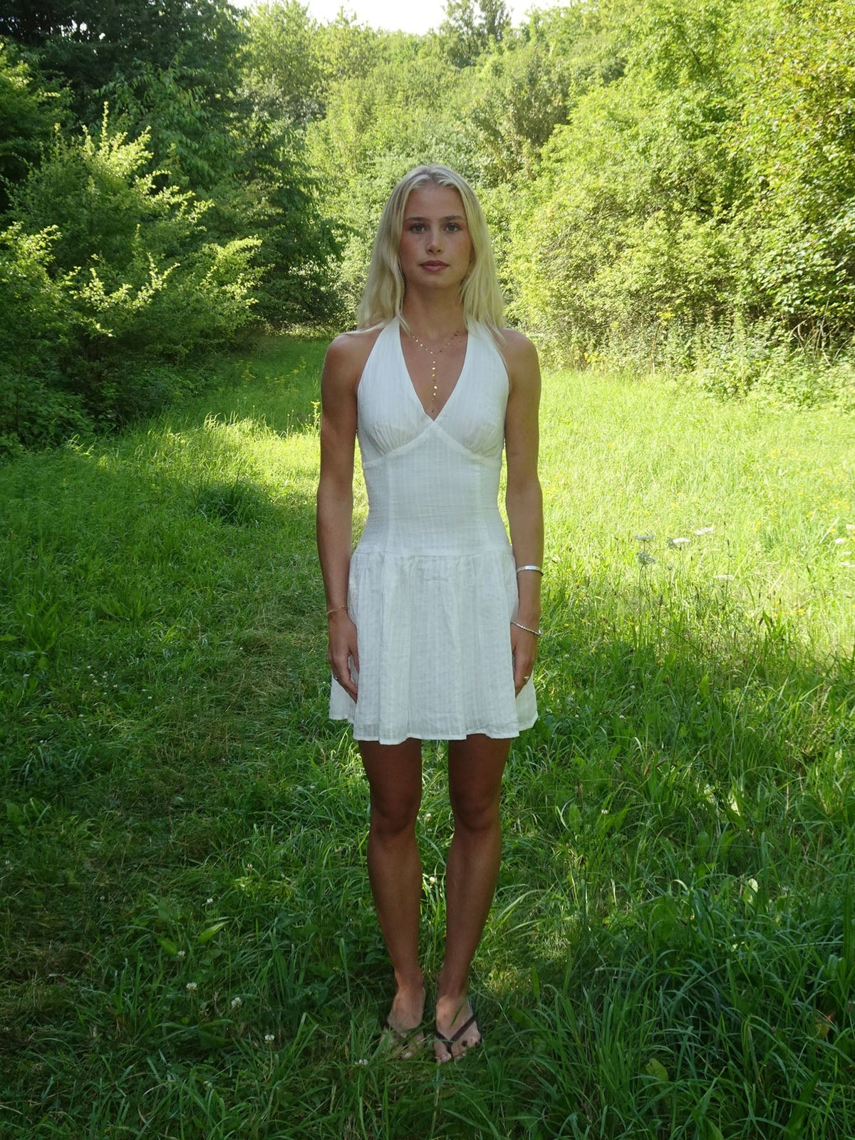 Zosia dress with tie detail – White