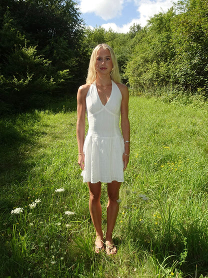 Zosia dress with tie detail – White