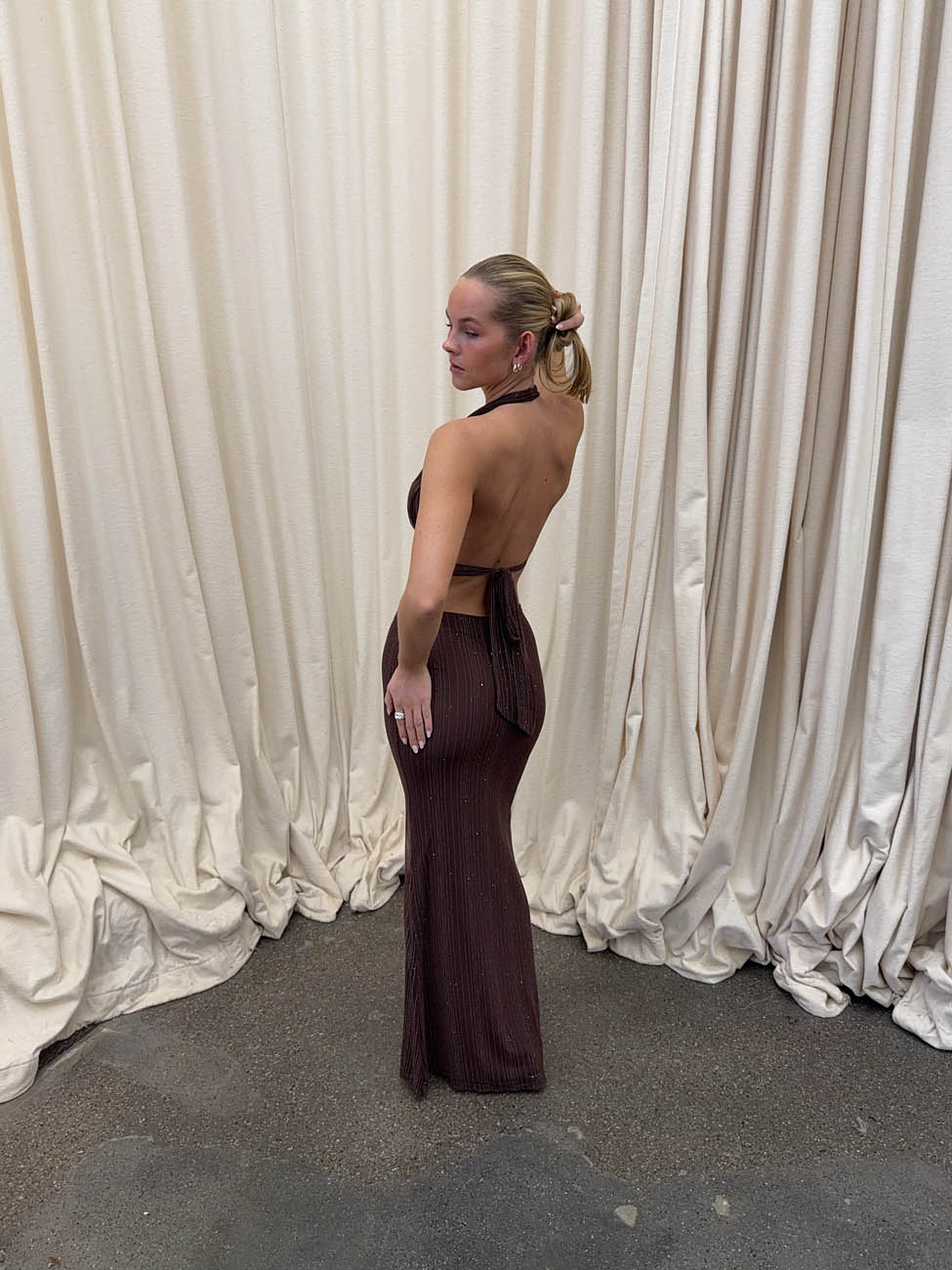 Sotina dress with glitter - Brown