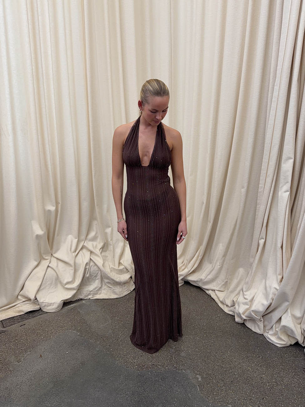 Sotina dress with glitter - Brown