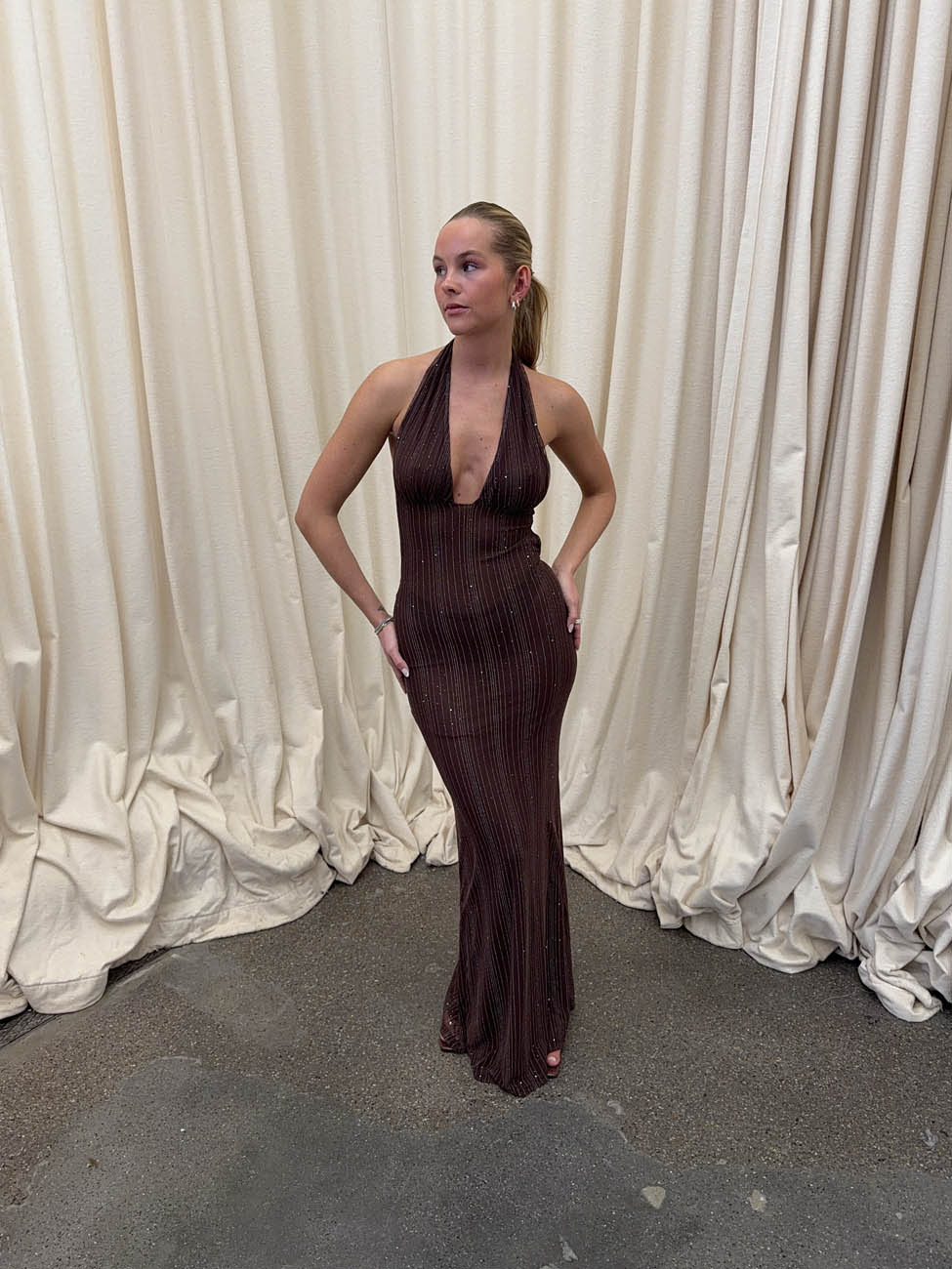 Sotina dress with glitter - Brown