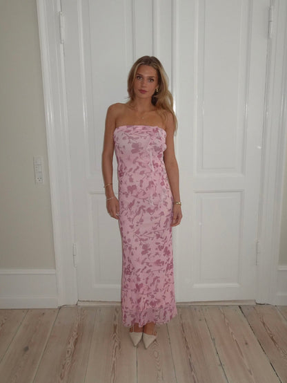 Charlot maxi dress with flowers - Pink