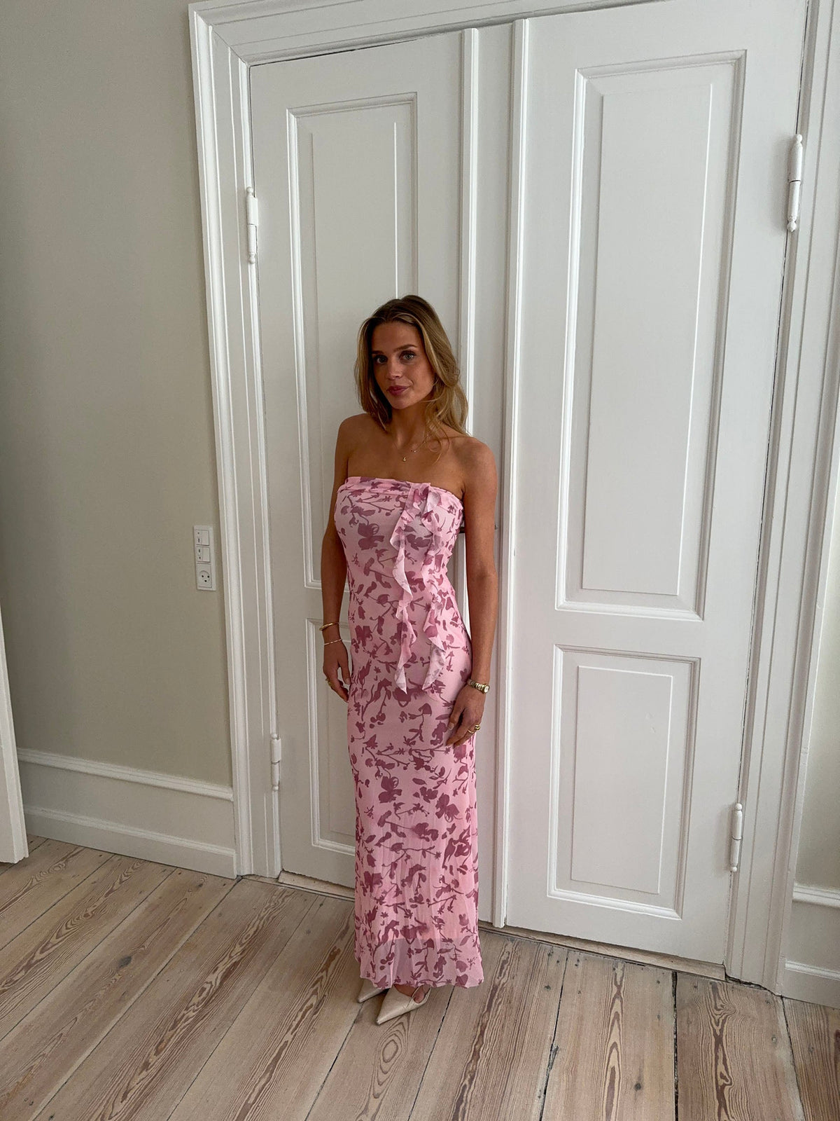 Charlot maxi dress with flowers - Pink