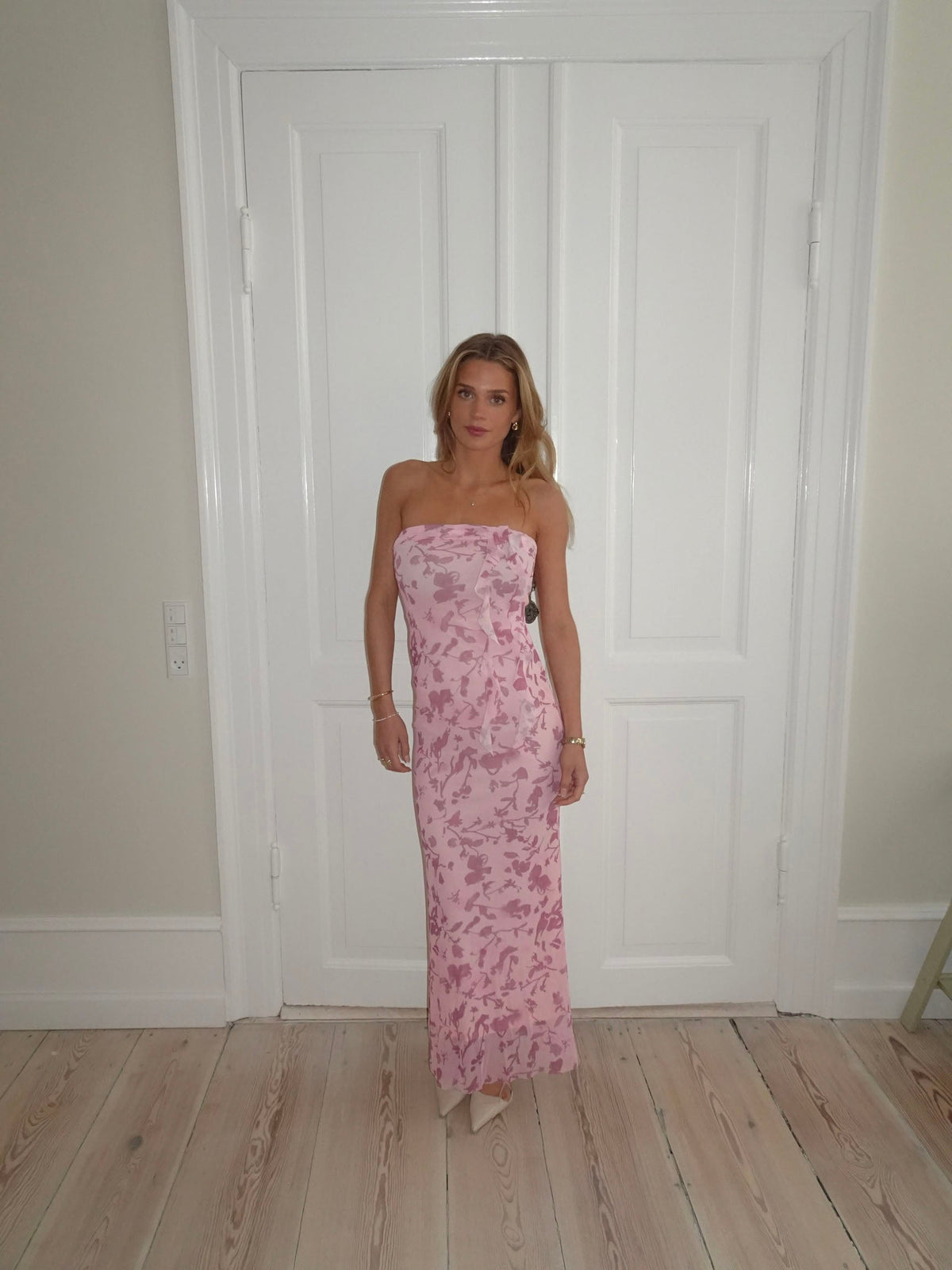 Charlot maxi dress with flowers - Pink