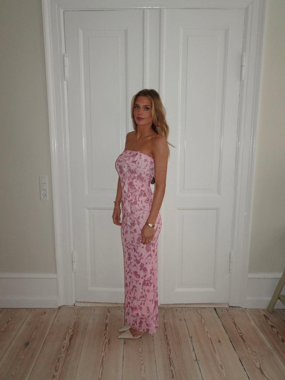Charlot maxi dress with flowers - Pink