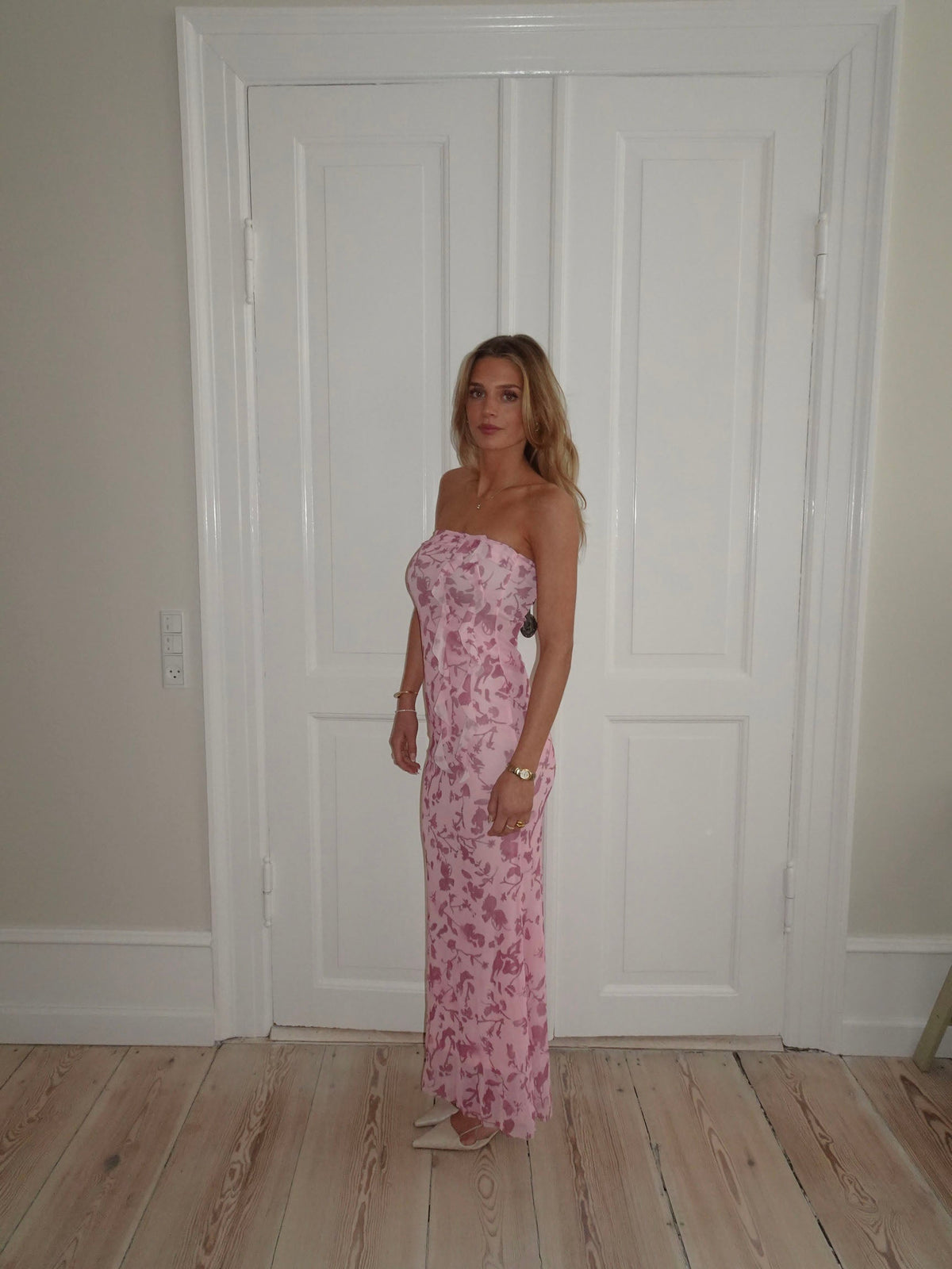 Charlot maxi dress with flowers - Pink
