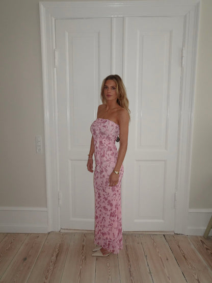 Charlot maxi dress with flowers - Pink
