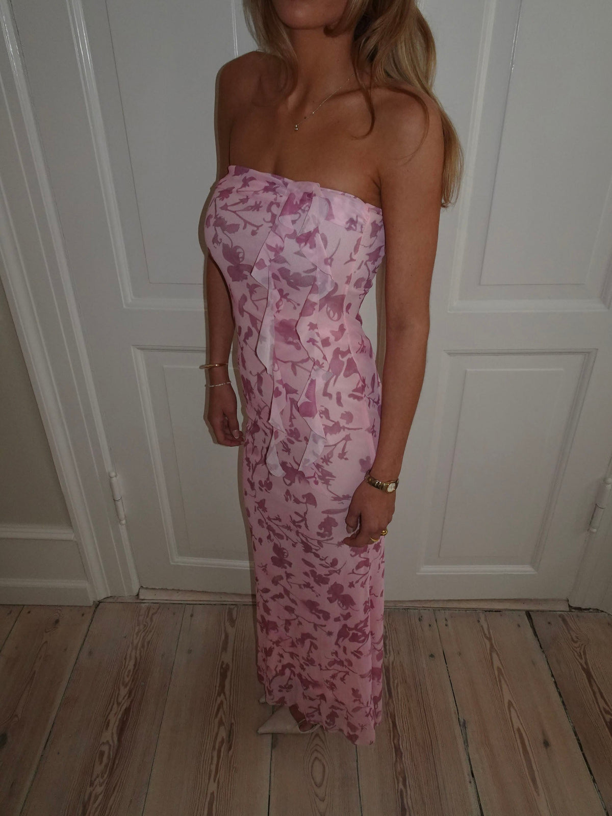 Charlot maxi dress with flowers - Pink