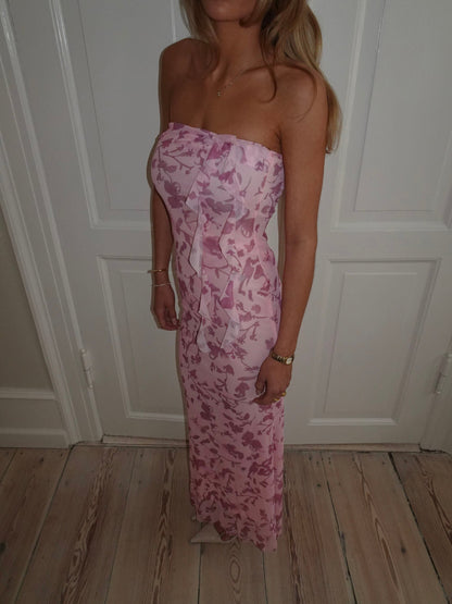Charlot maxi dress with flowers - Pink