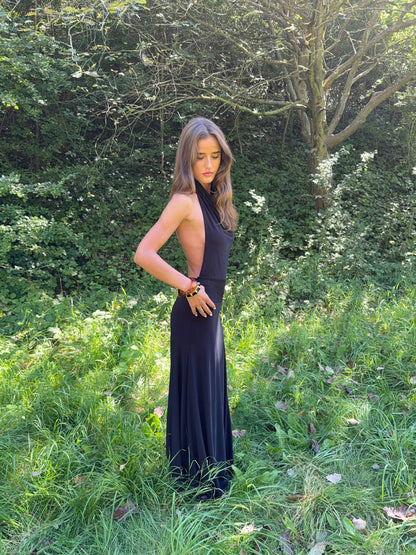 Skyla maxi dress with open back - Black