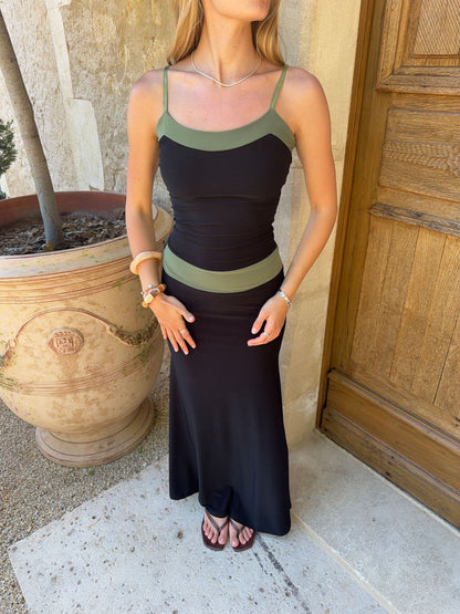 Vilde maxi dress - Black/green