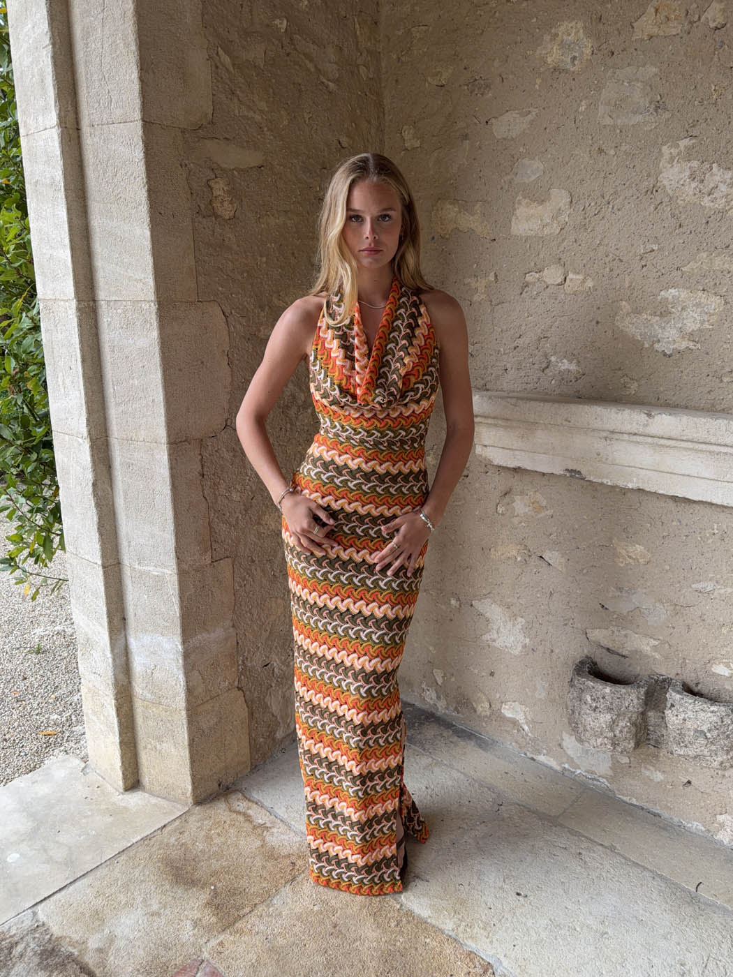 Soalia dress with pattern - Orange/green/brown