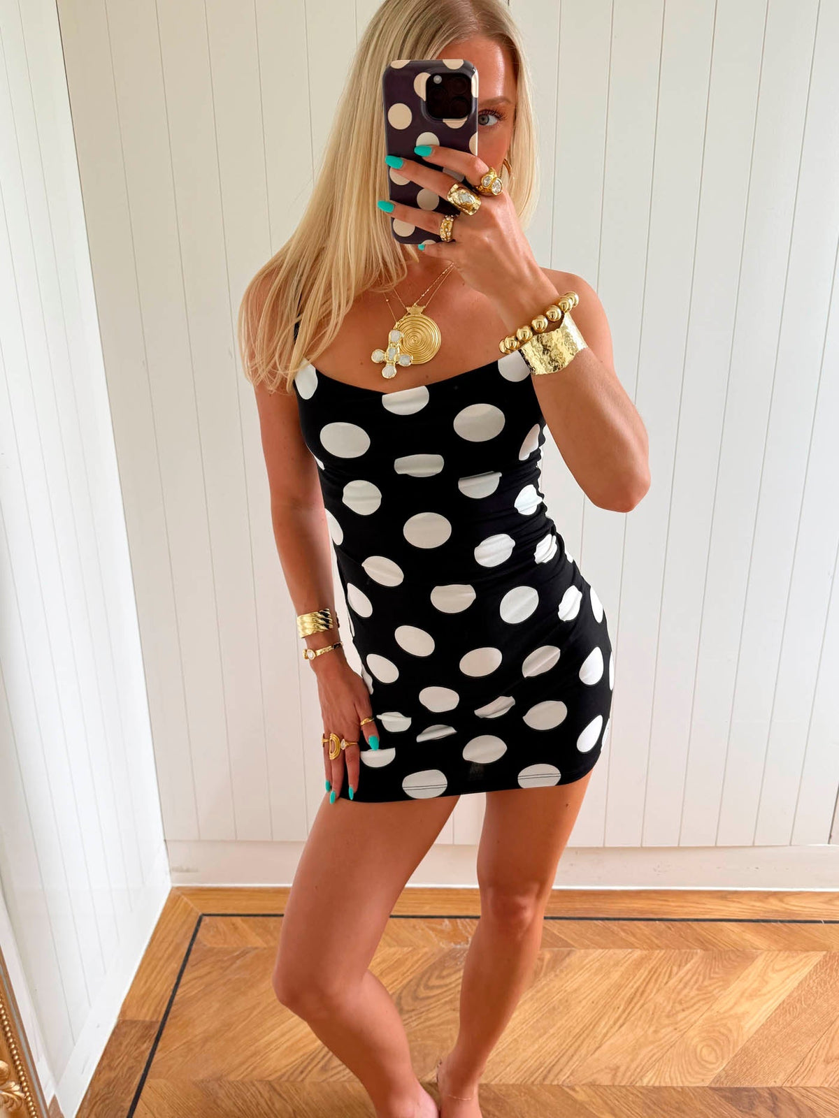 Scandivv mini dress with polka dots - Black/white