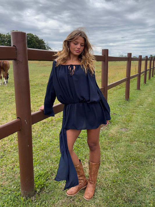 Aveline off shoulder dress - Navy