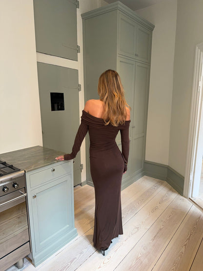 Nitta off shoulder maxi dress - Brown