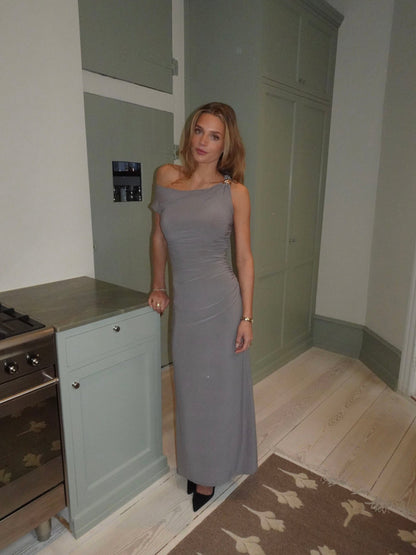 Mina off shoulder dress - Taupe