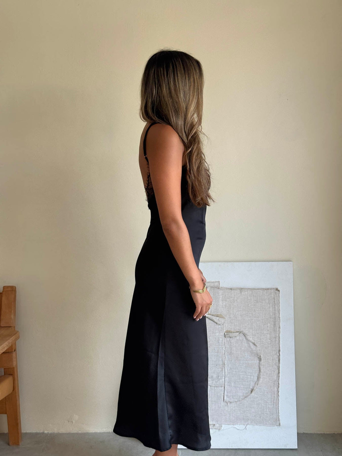 Minnie satin dress - Black