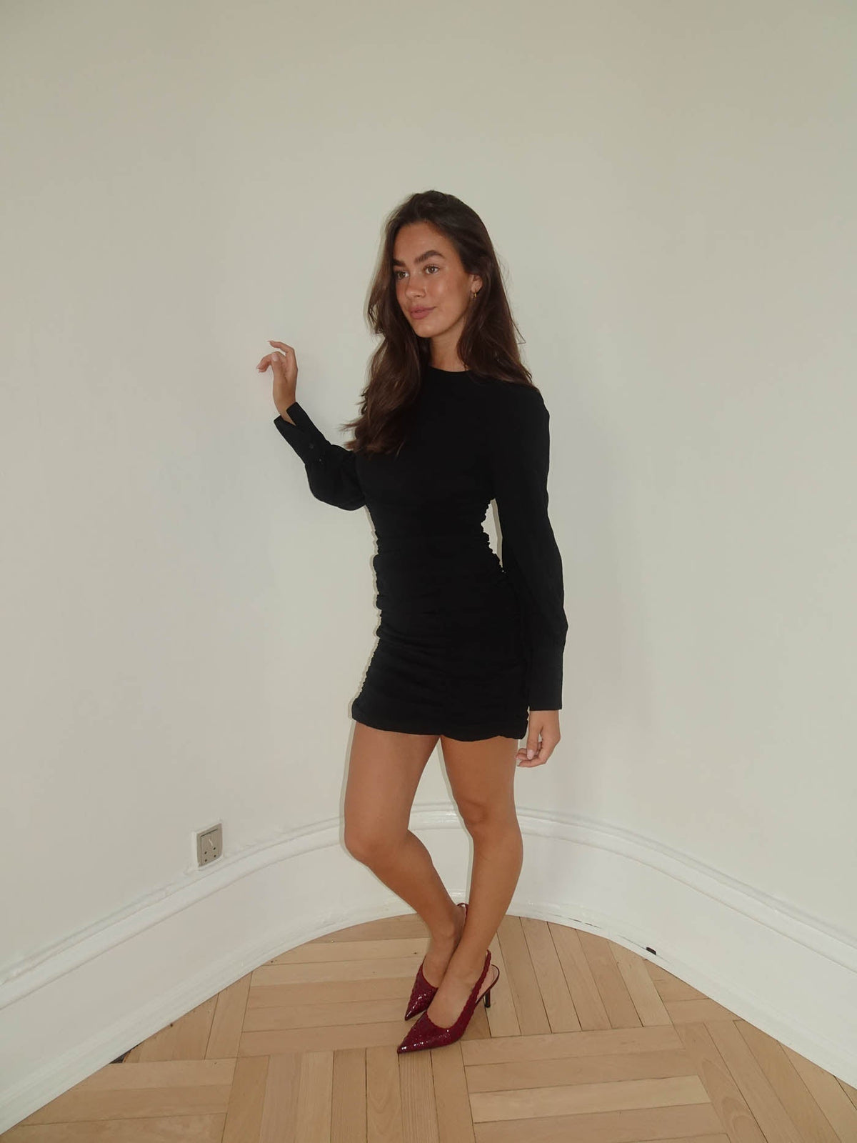 Anna Olympia scrunch dress - Black