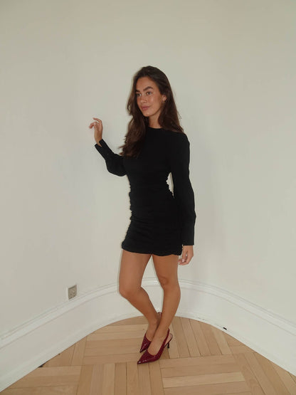 Anna Olympia scrunch dress - Black